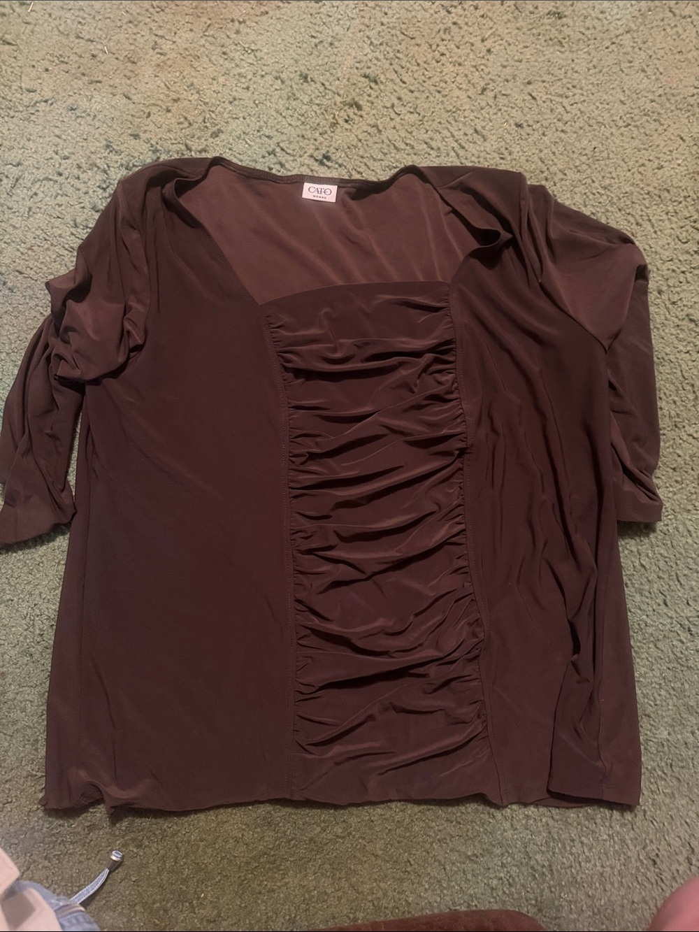Cato Women's Ruched Front Tunic Top in Deep Brown